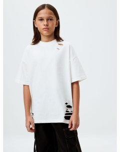 Белая рваная футболка в стиле гранж детская Sela