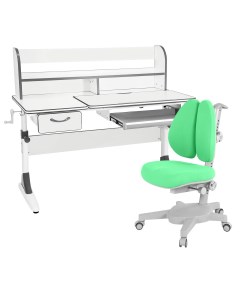 Комплект парта Study 120 Lux белый серый с зеленым креслом Armata Duos Anatomica