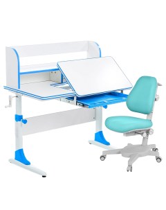 Комплект парта Study 100 Lux белый голубой с голубым креслом Armata Anatomica