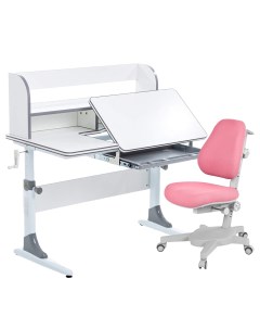Комплект парта Study 100 Lux белый серый с розовым креслом Armata Anatomica