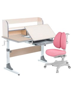 Комплект парта Study 100 Lux клен серый с розовым креслом Armata Duos Anatomica