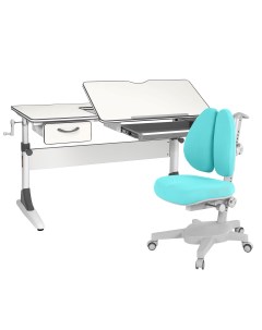 Комплект парта Study 120 белый серый с голубым креслом Armata Duos Anatomica