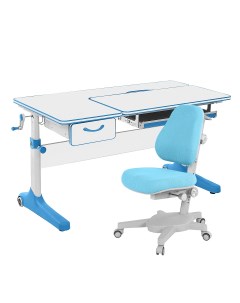 Комплект парта Uniqa Lite белый голубой с голубым креслом Armata Anatomica