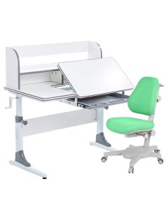 Комплект парта Study 100 Lux белый серый с зеленым креслом Armata Anatomica