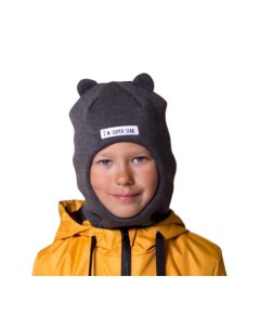Шапка шлем для мальчика цвет тёмно серый размер 42 46 Hohloon