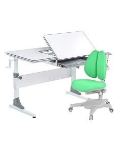 Комплект парта Study 100 белый серый с зеленым креслом Armata Duos Anatomica