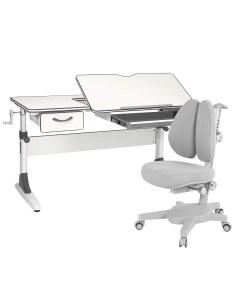 Комплект парта Study 120 белый серый с серым креслом Armata Duos Anatomica