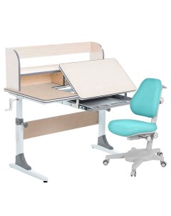 Комплект парта Study 100 Lux клен серый с голубым креслом Armata Anatomica