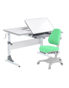 Комплект парта Study 100 белый серый с зеленым креслом Armata Anatomica