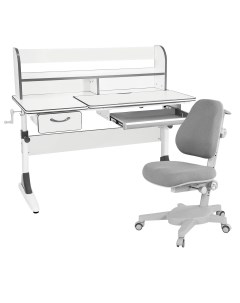 Комплект парта Study 120 Lux белый серый с серым креслом Armata Anatomica