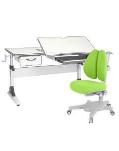Комплект парта Study 120 белый серый с зеленым креслом Armata Duos Anatomica