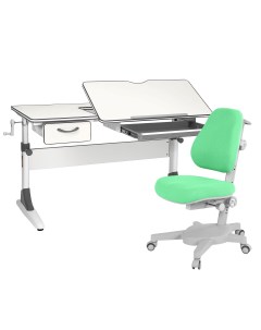 Комплект парта Study 120 белый серый с зеленым креслом Armata Anatomica