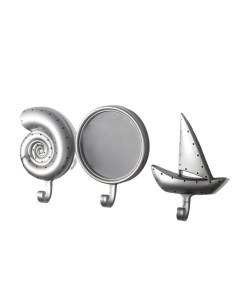 Крючки декоративные с зеркалом Корабль и ракушка набор 3 шт 18 5х37 5 см Nobrand
