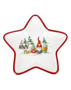 Блюдо сервировочное Рождественские гномы керамика 21 5х21х3 см N2521171 Dolomite