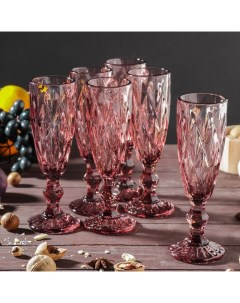 Набор бокалов для шампанского Magistro Круиз 160 мл 7x20 см 6 шт цвет розовый Nobrand