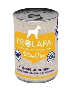 Влажный корм для собак Natural Line с филе индейки рисом и клюквой 400 г 6 шт Prolapa