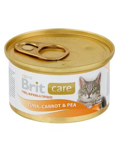 Консервы для кошек Care тунец морковь горошек 24шт по 80г Brit*