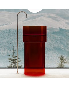 Раковина напольная Kristall 45 см AT2701Rubin H красная с отверстием для монтажа у стены Abber