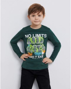 Зелёный лонгслив с граффити принтом для мальчика Gloria jeans