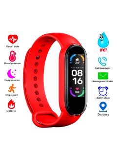 Фитнес браслет Smart Band 6 для спортсменов фитнеса бега тренировок Красный Smart braslet