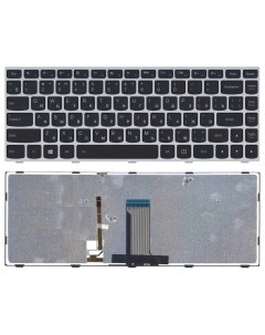 Клавиатура для ноутбука Lenovo Flex 14 G40 30 G40 70 черная с серебристой рамкой с подсвет Vbparts
