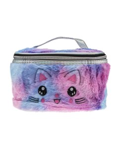 Косметичка чемоданчик плюш Кошка сиреневая 20х13х12 см Lukky