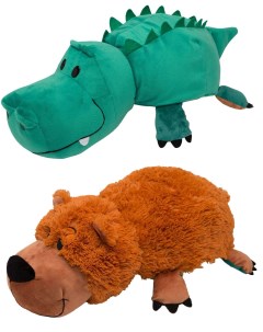 Мягкая игрушка Вывернушка Медведь и Крокодил 40 см 1toy