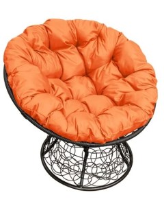 Кресло чёрное Папасан ротанг 12020407 оранжевая подушка M-group