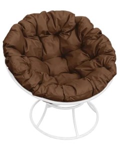 Кресло белое Папасан 12010105 коричневая подушка M-group