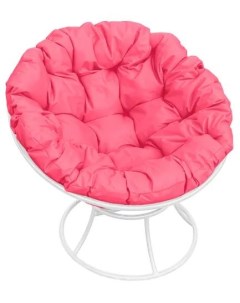 Кресло белое Папасан 12010108 розовая подушка M-group
