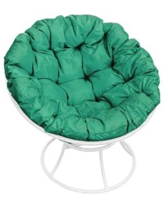 Кресло белое Папасан 12010104 зеленая подушка M-group