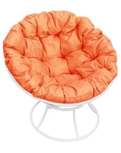 Кресло белое Папасан 12010107 оранжевая подушка M-group