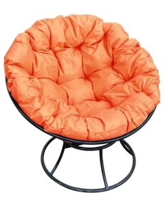 Кресло чёрное Папасан 12010407 оранжевая подушка M-group