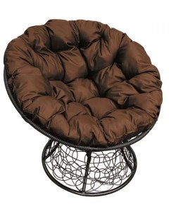 Кресло чёрное Папасан ротанг 12020405 коричневая подушка M-group