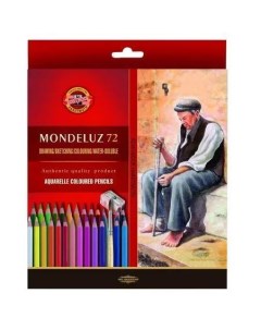 Акварельные карандаши Mondeluz 72 цвета с 2 точилками и 3 кистями в картонной Koh-i-noor