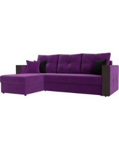 Угловой диван Валенсия микровельвет фиолетовый левый угол Мебелико