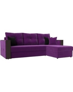 Угловой диван Валенсия микровельвет фиолетовый правый угол Мебелико