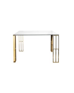 Стол обеденный квадратный прозрачное стекло золото Garda decor