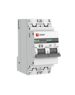 Автоматический выключатель PROxima ВА 47 63 2Р 5А тип C 4 5 кА 230 В на DIN рейку mcb4763 2 05C pro Ekf