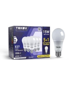 Лампа светодиодная 15Вт А60 4000К Е27 176 264В Promo 5 1 шт Tokov electric