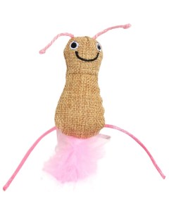 Мягкая игрушка для кошек Гусеница с кошачьей мятой и пуховым хвостом розовая Пижон