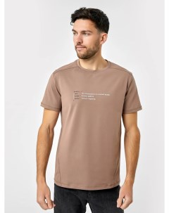 Хлопковая футболка коричневого цвета с текстовым принтом Mark formelle