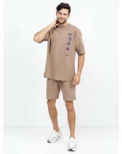 Свободные мужские шорты с вертикальными швами стрелками в коричневом цвете Mark formelle