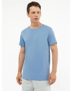 Однотонная хлопковая футболка голубого цвета Mark formelle