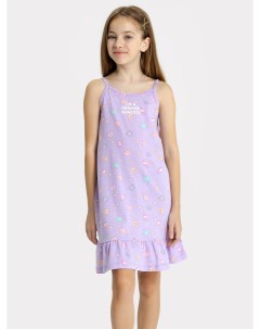 Сорочка ночная для девочек фиолетовая с текстом и рисунком ракушек Mark formelle