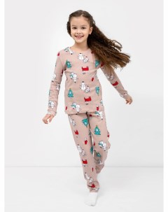 Хлопковая пижама для девочек лонглсив и брюки Mark formelle