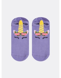 Носки детские короткие фиолетовые с рисунком единорога и 3 д Mark formelle