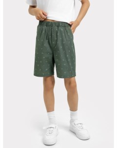 Тканевые шорты для мальчиков зеленые с принтом Mark formelle