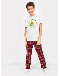 Комплект для мальчиков футболка и брюки в красную клетку Mark formelle