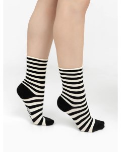 Женские высокие носки без резинки в черно белую полоску Mark formelle